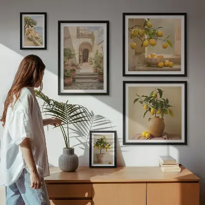 Conjunto de cuadros decorativos con diseño de cítricos
