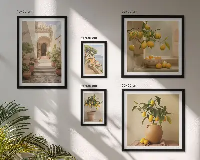 Conjunto de cuadros decorativos con diseño de cítricos