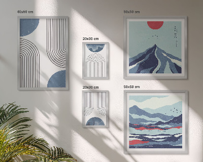 Set de 5 cuadros para salón Geometría de paisajes abstractos