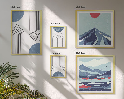 Set de 5 cuadros para salón Geometría de paisajes abstractos