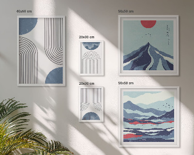 Set de 5 cuadros para salón Geometría de paisajes abstractos