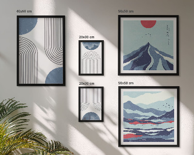 Set de 5 cuadros para salón Geometría de paisajes abstractos