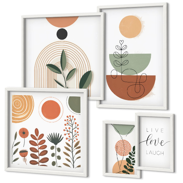 Pared galería de arte Gráficos elegantes de plantas y formas geométricas