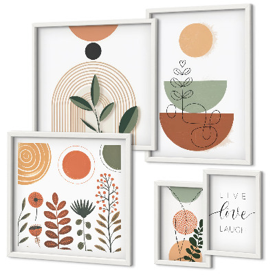 Pared galería de arte Gráficos elegantes de plantas y formas geométricas