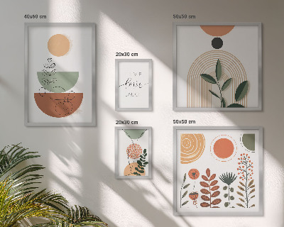 Pared galería de arte Gráficos elegantes de plantas y formas geométricas