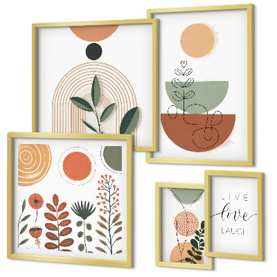Pared galería de arte Gráficos elegantes de plantas y formas geométricas