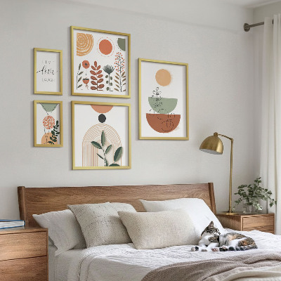 Pared galería de arte Gráficos elegantes de plantas y formas geométricas