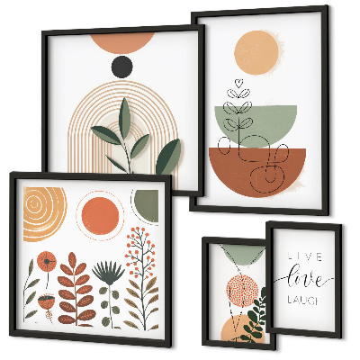 Pared galería de arte Gráficos elegantes de plantas y formas geométricas