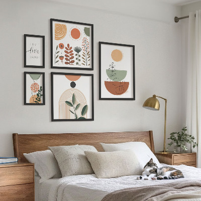 Pared galería de arte Gráficos elegantes de plantas y formas geométricas