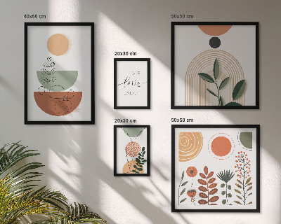 Pared galería de arte Gráficos elegantes de plantas y formas geométricas