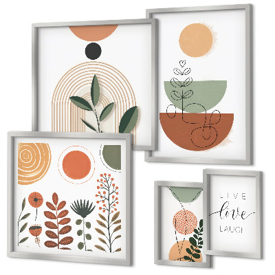 Pared galería de arte Gráficos elegantes de plantas y formas geométricas