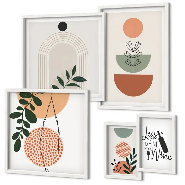 Conjunto de cuadros decorativos con motivos de plantas con estilo