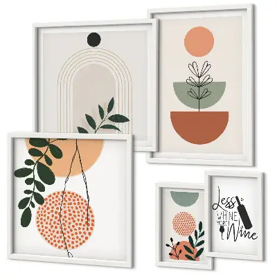 Conjunto de cuadros decorativos con motivos de plantas con estilo