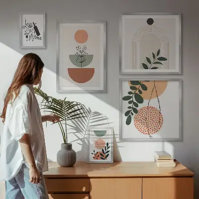 Conjunto de cuadros decorativos con motivos de plantas con estilo