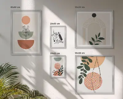 Conjunto de cuadros decorativos con motivos de plantas con estilo