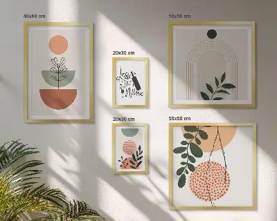 Conjunto de cuadros decorativos con motivos de plantas con estilo