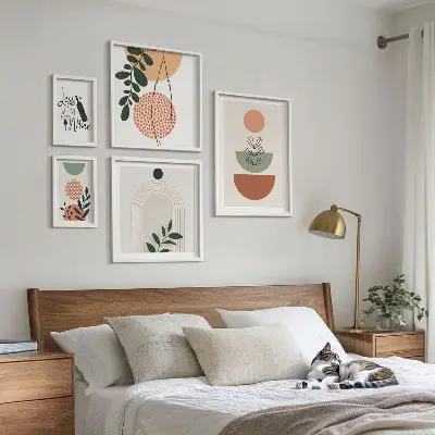 Conjunto de cuadros decorativos con motivos de plantas con estilo