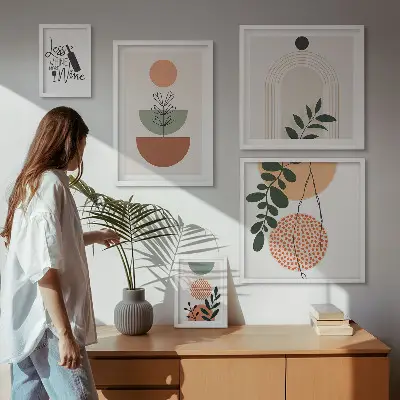 Conjunto de cuadros decorativos con motivos de plantas con estilo