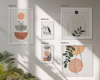 Conjunto de cuadros decorativos con motivos de plantas con estilo