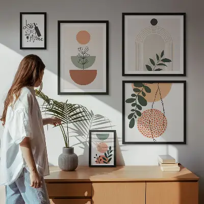 Conjunto de cuadros decorativos con motivos de plantas con estilo