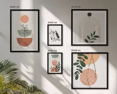 Conjunto de cuadros decorativos con motivos de plantas con estilo