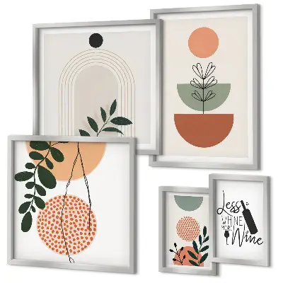 Conjunto de cuadros decorativos con motivos de plantas con estilo