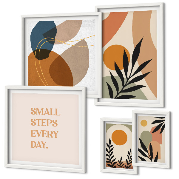 Set de 5 cuadros para salón Gráficos abstractos de plantas con estilo