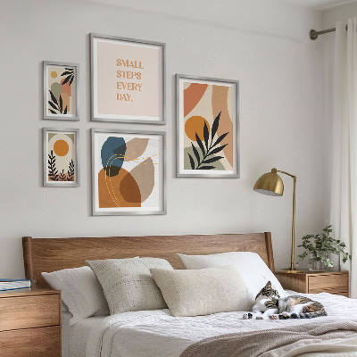 Set de 5 cuadros para salón Gráficos abstractos de plantas con estilo