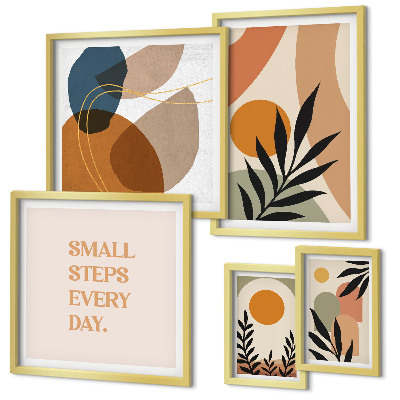 Set de 5 cuadros para salón Gráficos abstractos de plantas con estilo