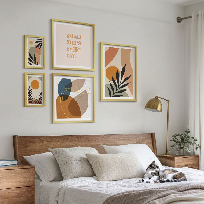 Set de 5 cuadros para salón Gráficos abstractos de plantas con estilo