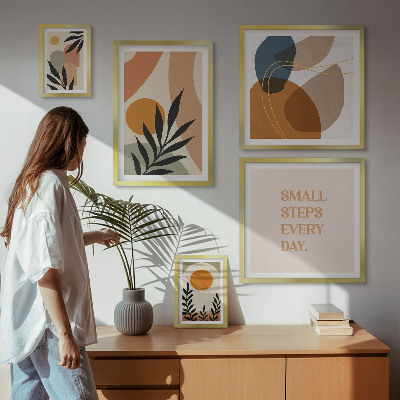 Set de 5 cuadros para salón Gráficos abstractos de plantas con estilo