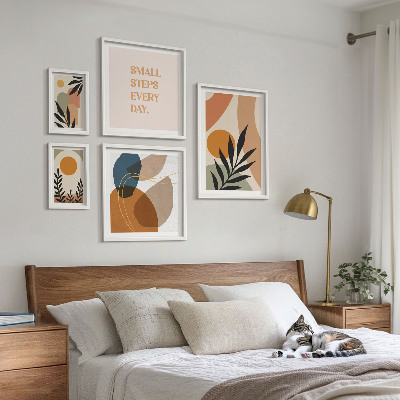 Set de 5 cuadros para salón Gráficos abstractos de plantas con estilo