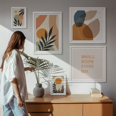 Set de 5 cuadros para salón Gráficos abstractos de plantas con estilo