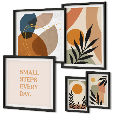 Set de 5 cuadros para salón Gráficos abstractos de plantas con estilo