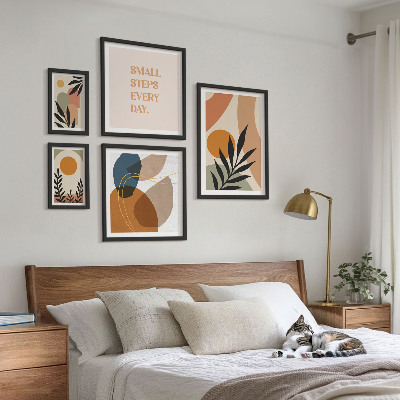 Set de 5 cuadros para salón Gráficos abstractos de plantas con estilo