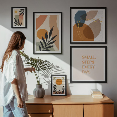 Set de 5 cuadros para salón Gráficos abstractos de plantas con estilo
