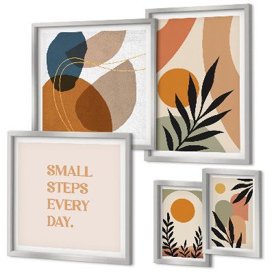 Set de 5 cuadros para salón Gráficos abstractos de plantas con estilo
