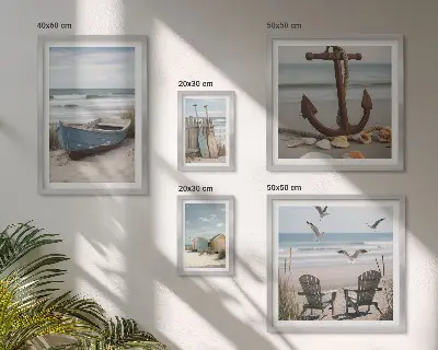 Pared galería de arte decoración con ambiente costero, relax y playa