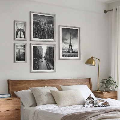 Conjunto de cuadros decorativos Iconos arquitectónicos en blanco y negro