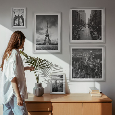 Conjunto de cuadros decorativos Iconos arquitectónicos en blanco y negro