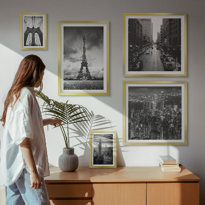 Conjunto de cuadros decorativos Iconos arquitectónicos en blanco y negro