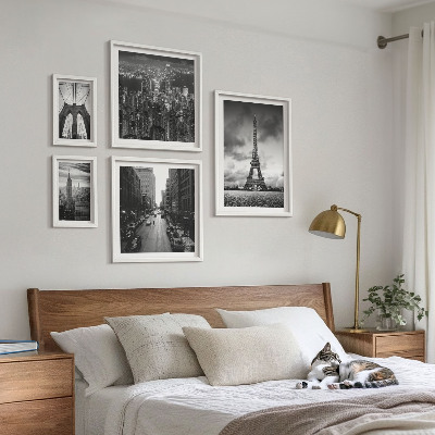 Conjunto de cuadros decorativos Iconos arquitectónicos en blanco y negro