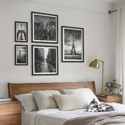 Conjunto de cuadros decorativos Iconos arquitectónicos en blanco y negro