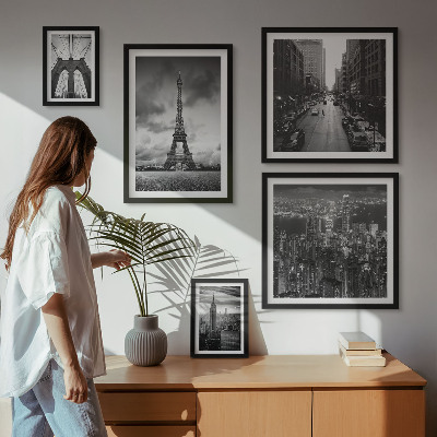 Conjunto de cuadros decorativos Iconos arquitectónicos en blanco y negro