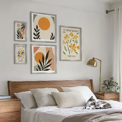 Conjunto de cuadros decorativos con diseño de flores abstractas estilo boho