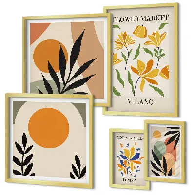 Conjunto de cuadros decorativos con diseño de flores abstractas estilo boho