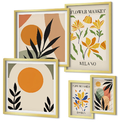 Conjunto de cuadros decorativos Flores abstractas estilo boho