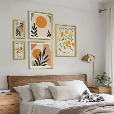 Conjunto de cuadros decorativos con diseño de flores abstractas estilo boho