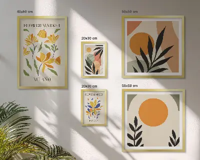Conjunto de cuadros decorativos con diseño de flores abstractas estilo boho