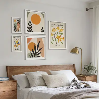 Conjunto de cuadros decorativos con diseño de flores abstractas estilo boho